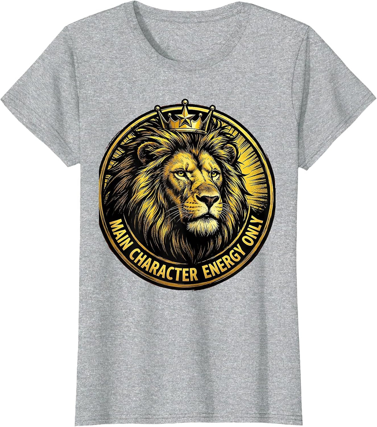 Leo Main Character Energy Only Zodiac Design T-Shirt - Heather Grey