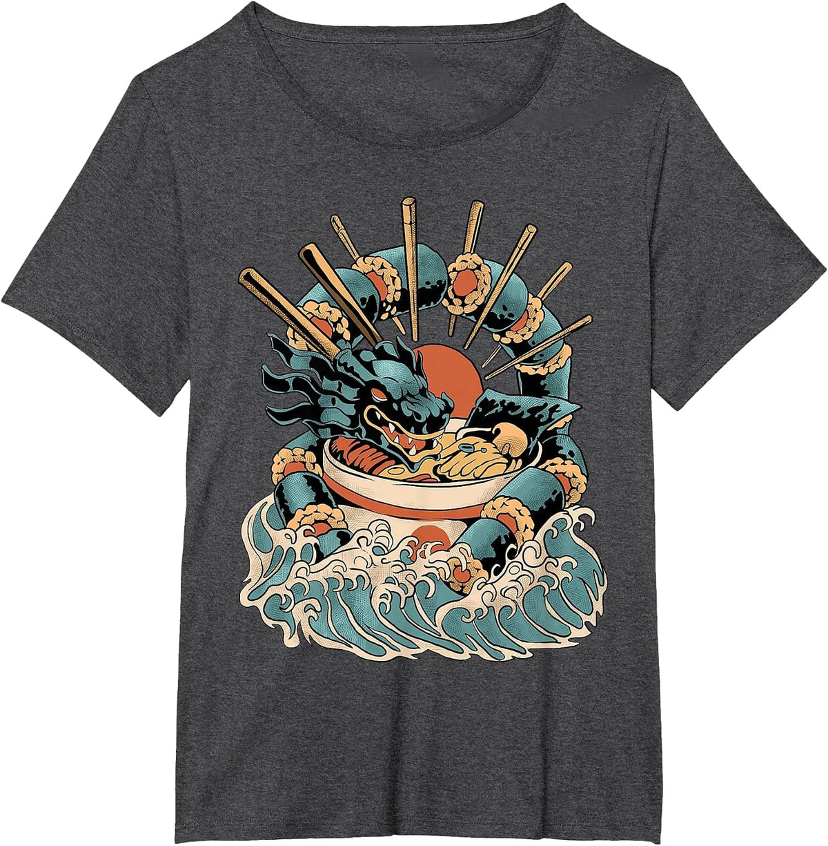 Sushi Dragon Ramen T-Shirt - Dark Heather Grey