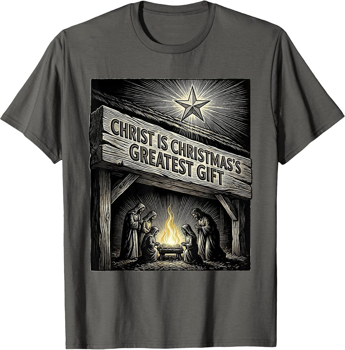 Christ Is Christmas's Greatest Gift Religious Christian T-Shirt - Asphalt Grey