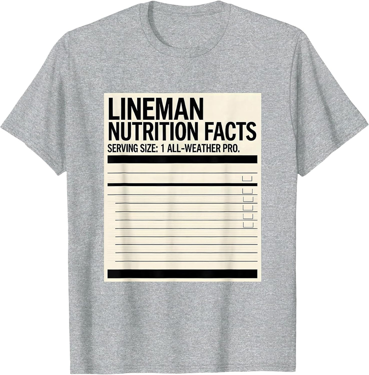 Men's Lineman Nutrition Facts T-Shirt - Heather Grey