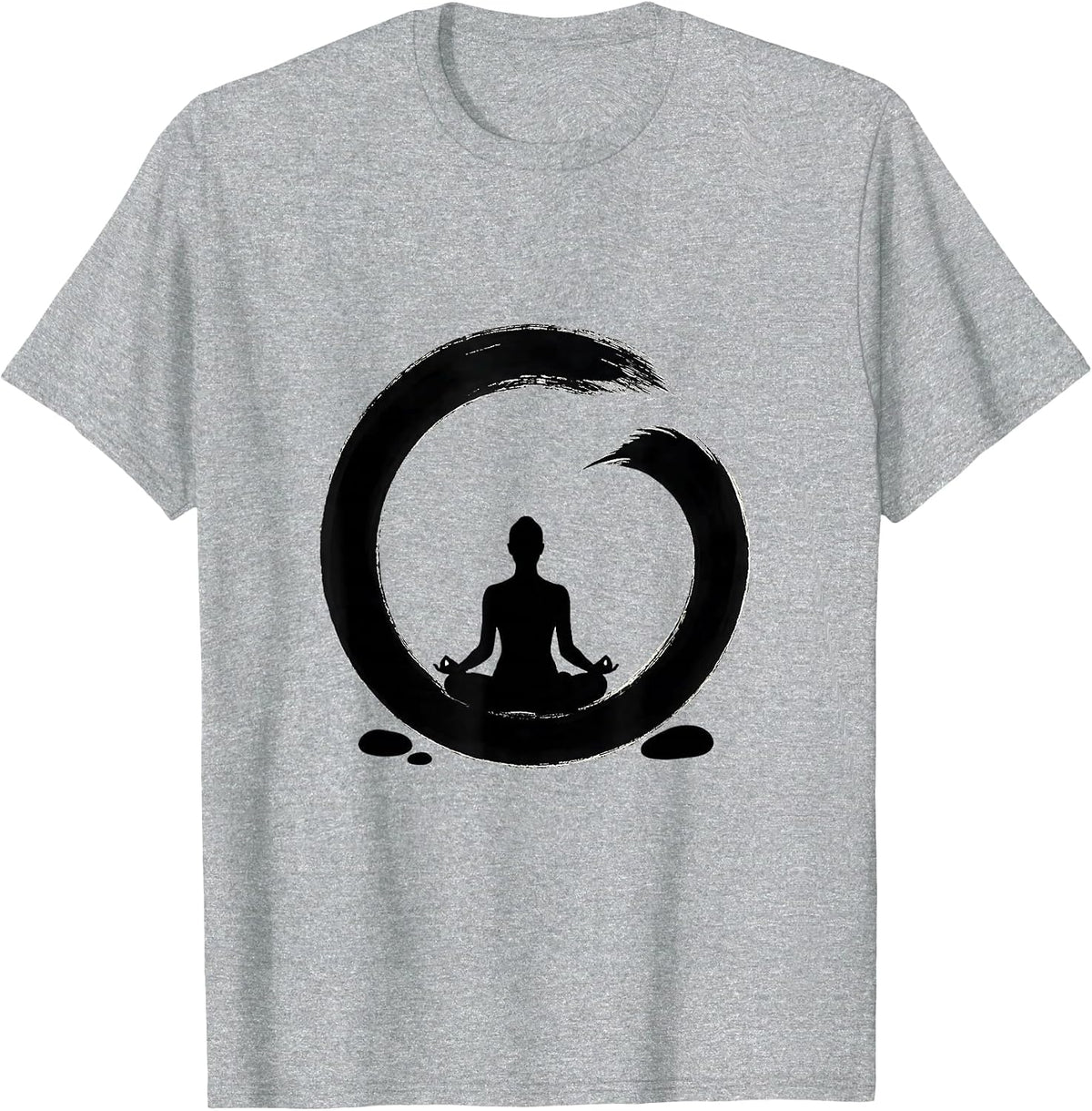 Men's Meditation Enso Silhouette Zen Balance Tai Chi Gift T-Shirt - Heather Grey