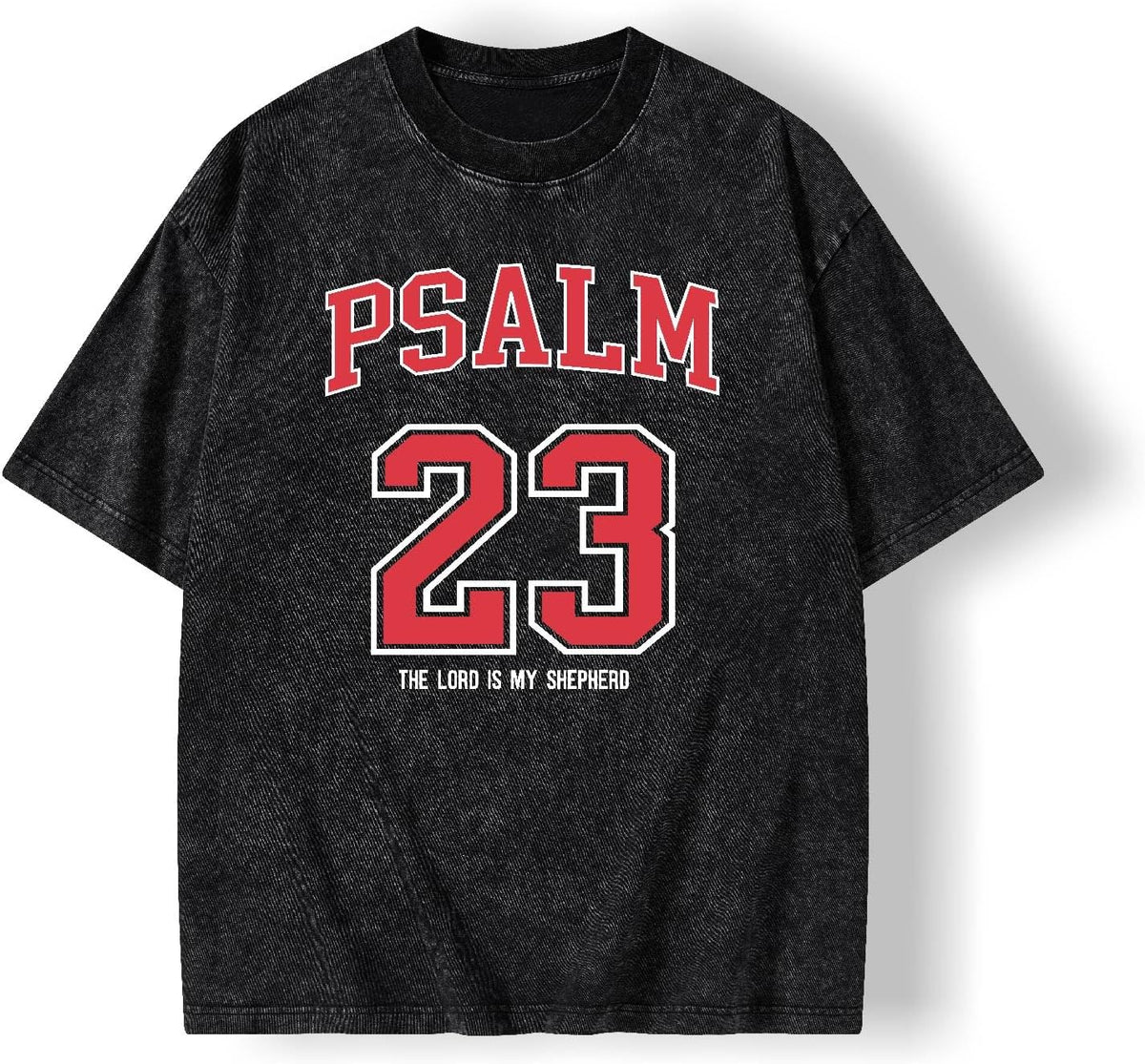 Graphic Tees Summer Women Men Cotton Novelty Oversized Crew Neck Psalm of Bible Christian Washed T-Shirt - Black
