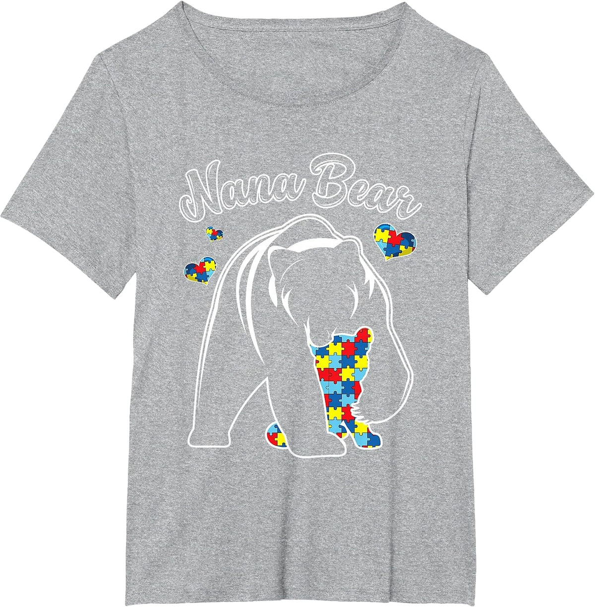 Cute Nana Bear Autism Awareness Autistic Family Lover T-Shirt - Heather Grey