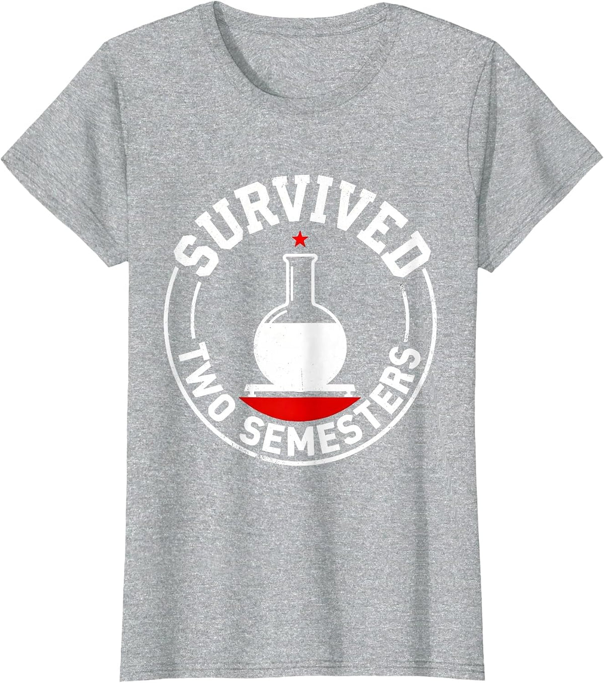 Women's Survived Two Semesters Brutalist Chemistry Pun Science T-Shirt - Heather Grey