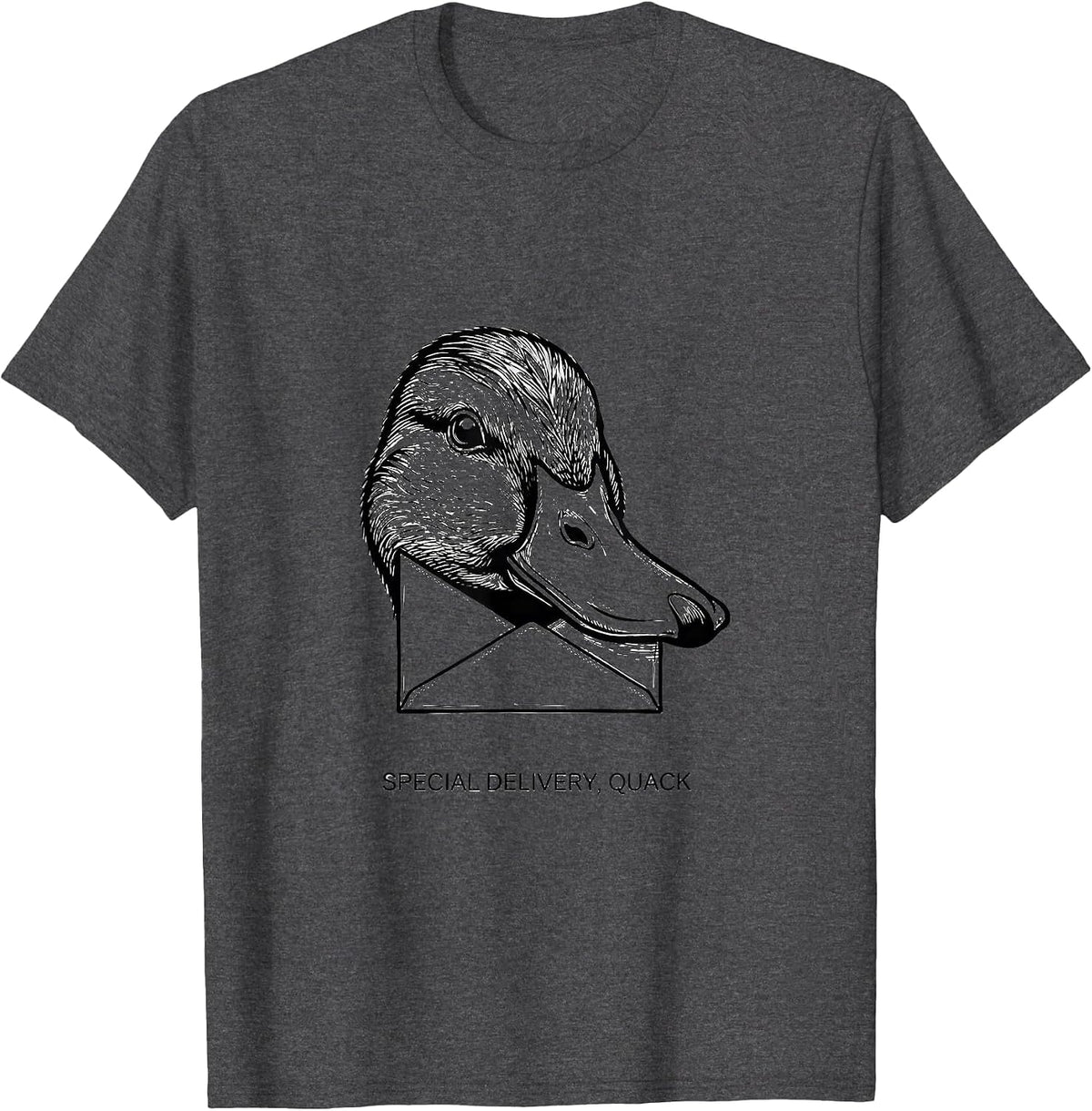 Men's Special Delivery, Quack Funny Duck Pun Novelty Humor T-Shirt - Dark Heather Grey