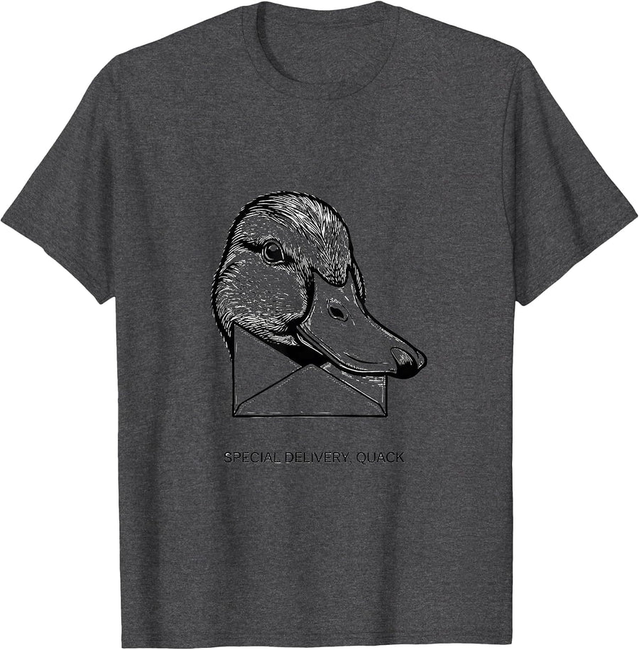 Men's Special Delivery, Quack Funny Duck Pun Novelty Humor T-Shirt - Dark Heather Grey
