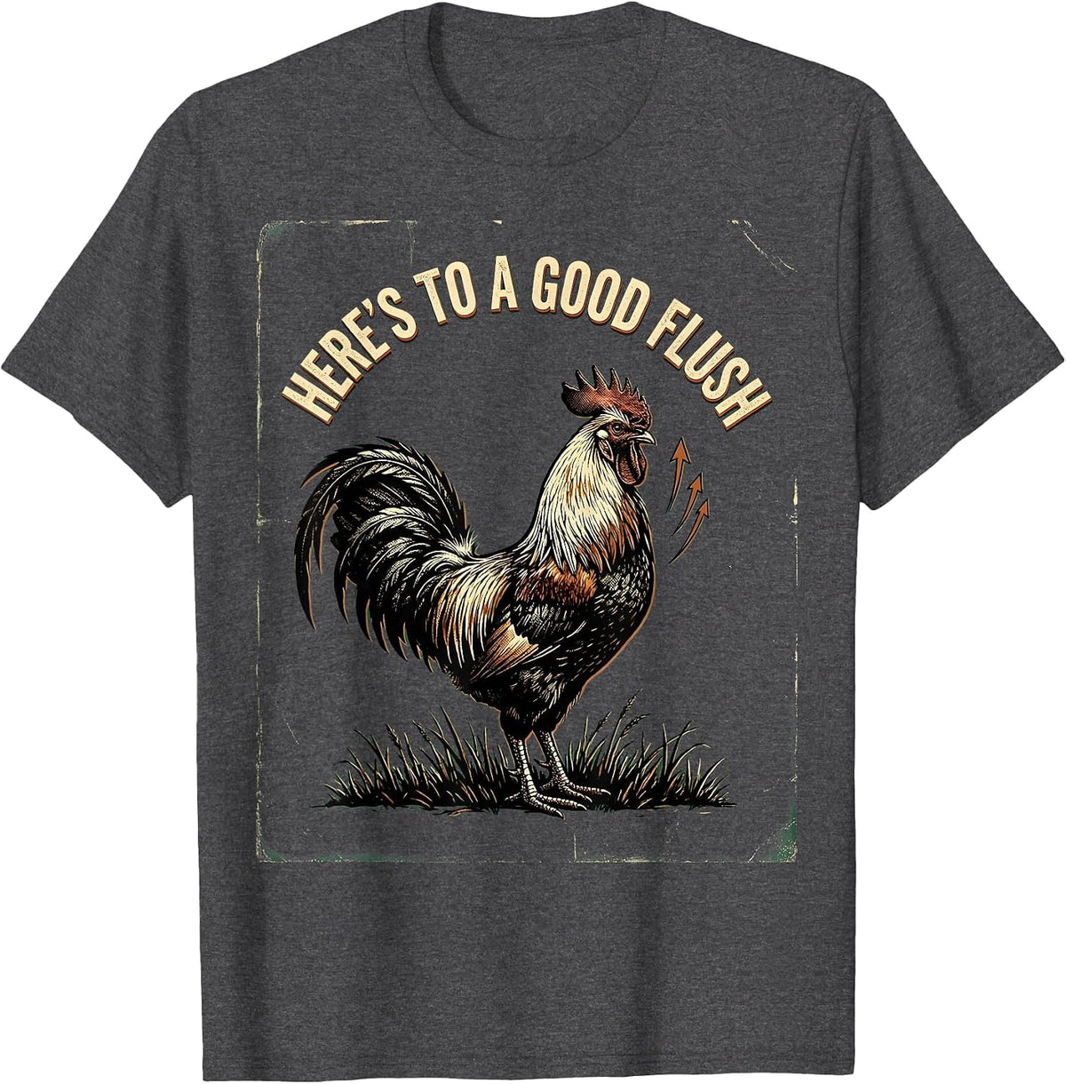 Here's To A Good Flush Vintage Pheasant Hunter Upland Bird T-Shirt - Dark Heather Grey
