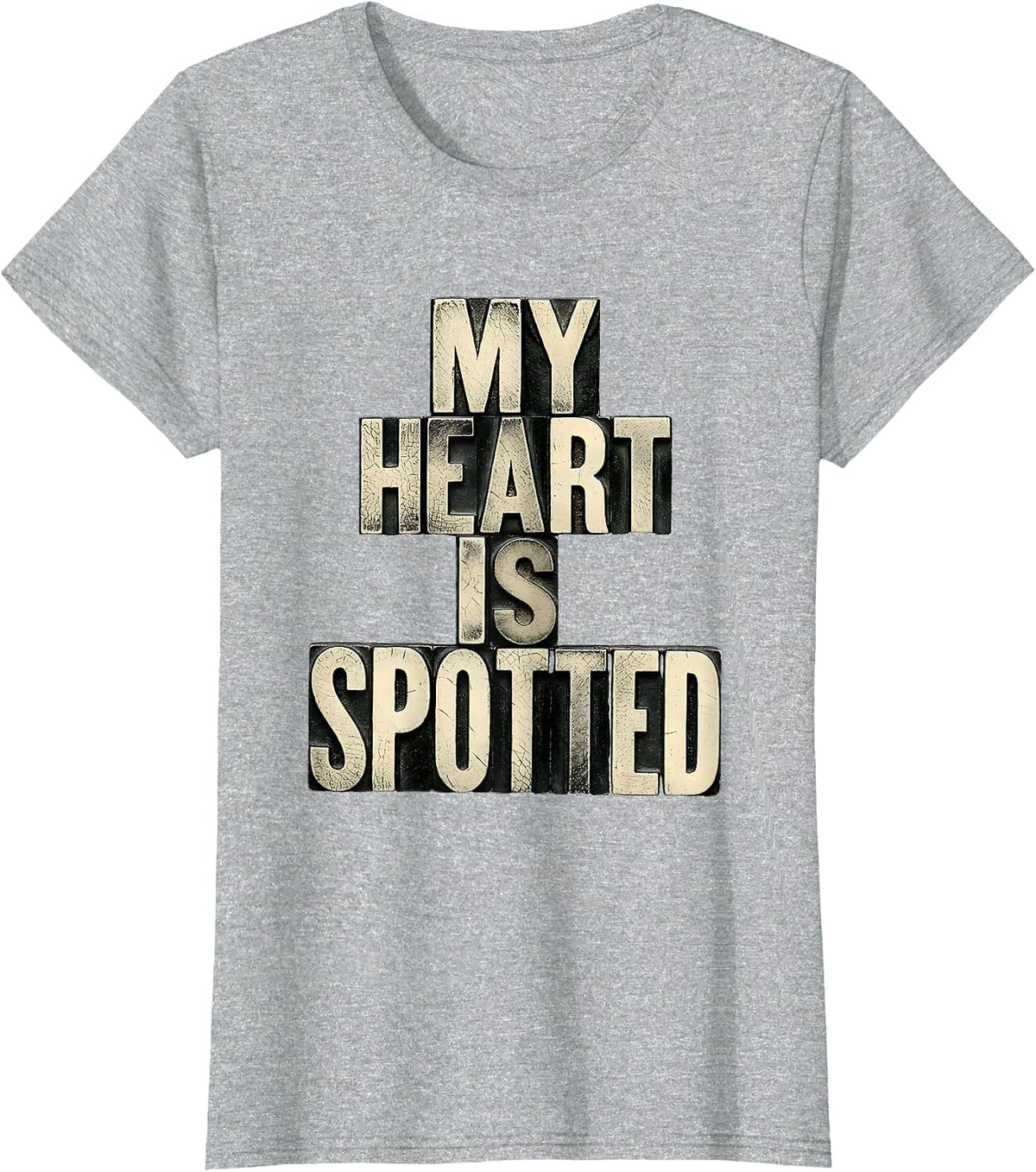 My Heart Is Spotted Dalmatian Dog Lover Design T-Shirt - Heather Grey
