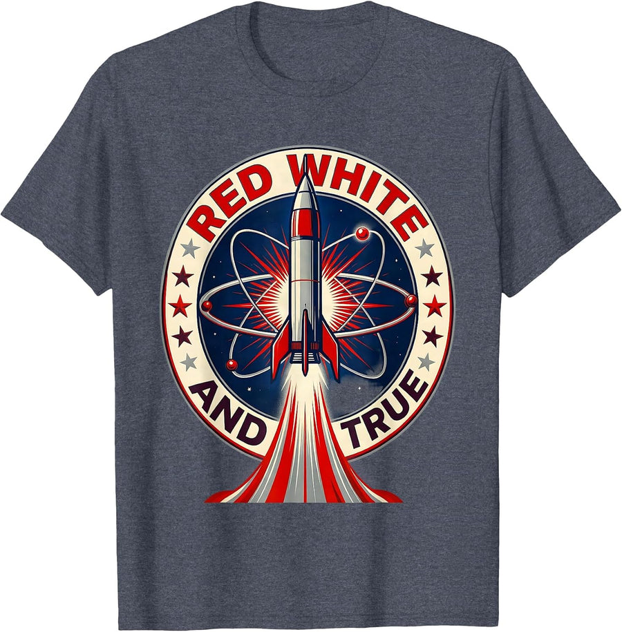 Red White and True USA Patriotic Design T-Shirt - Heather Blue