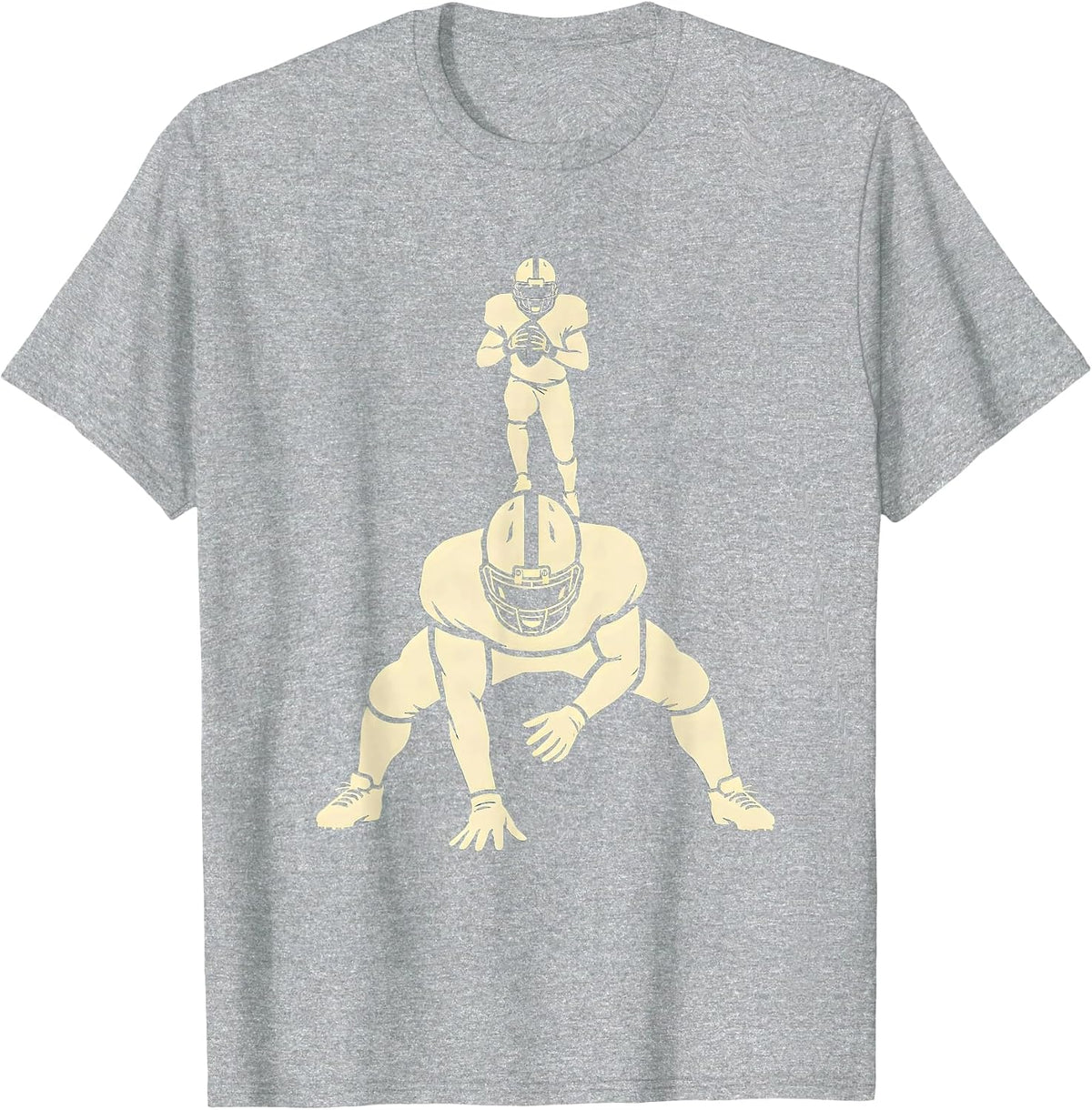 Men's Lineman Silhouette Football Fan Humor T-Shirt - Heather Grey