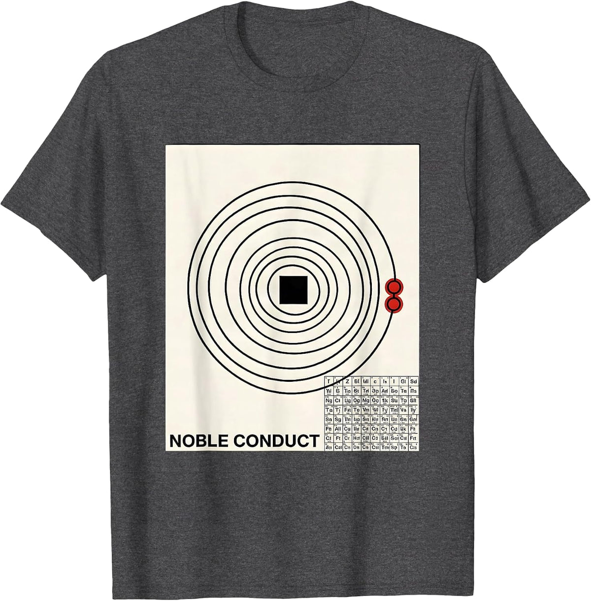 Men's Noble Conduct Swiss International Chemistry Humor Science T-Shirt - Dark Heather Grey