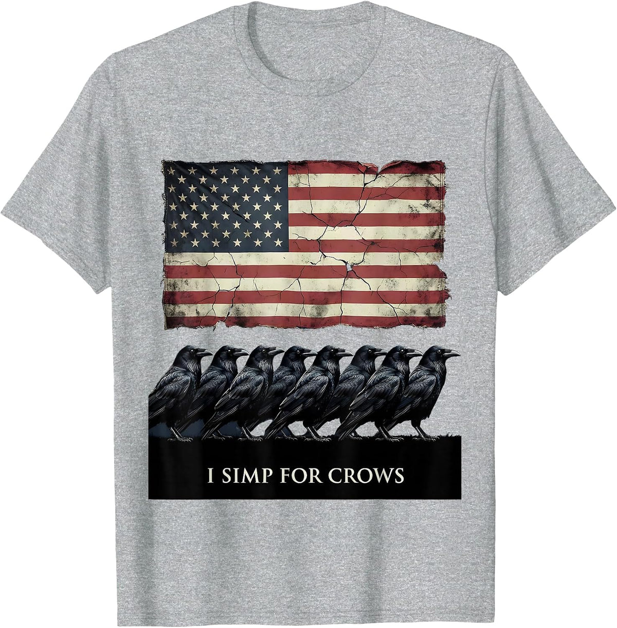 Men's I Simp For Crows Funny Bird Lover Design T-Shirt - Heather Grey