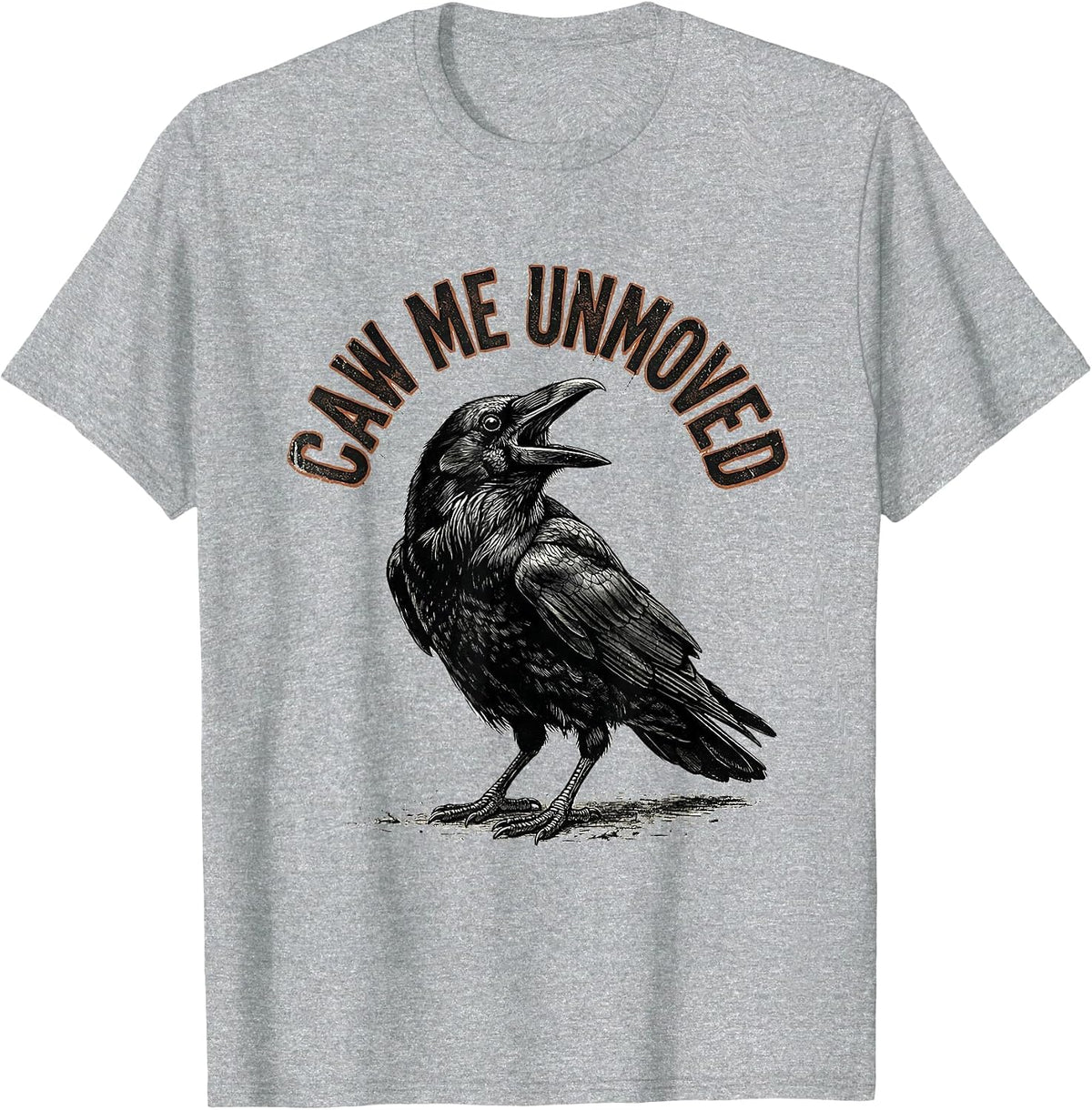 Men's Caw Me Unmoved Vintage Gothic Crow Raven Bird Humor T-Shirt - Heather Grey