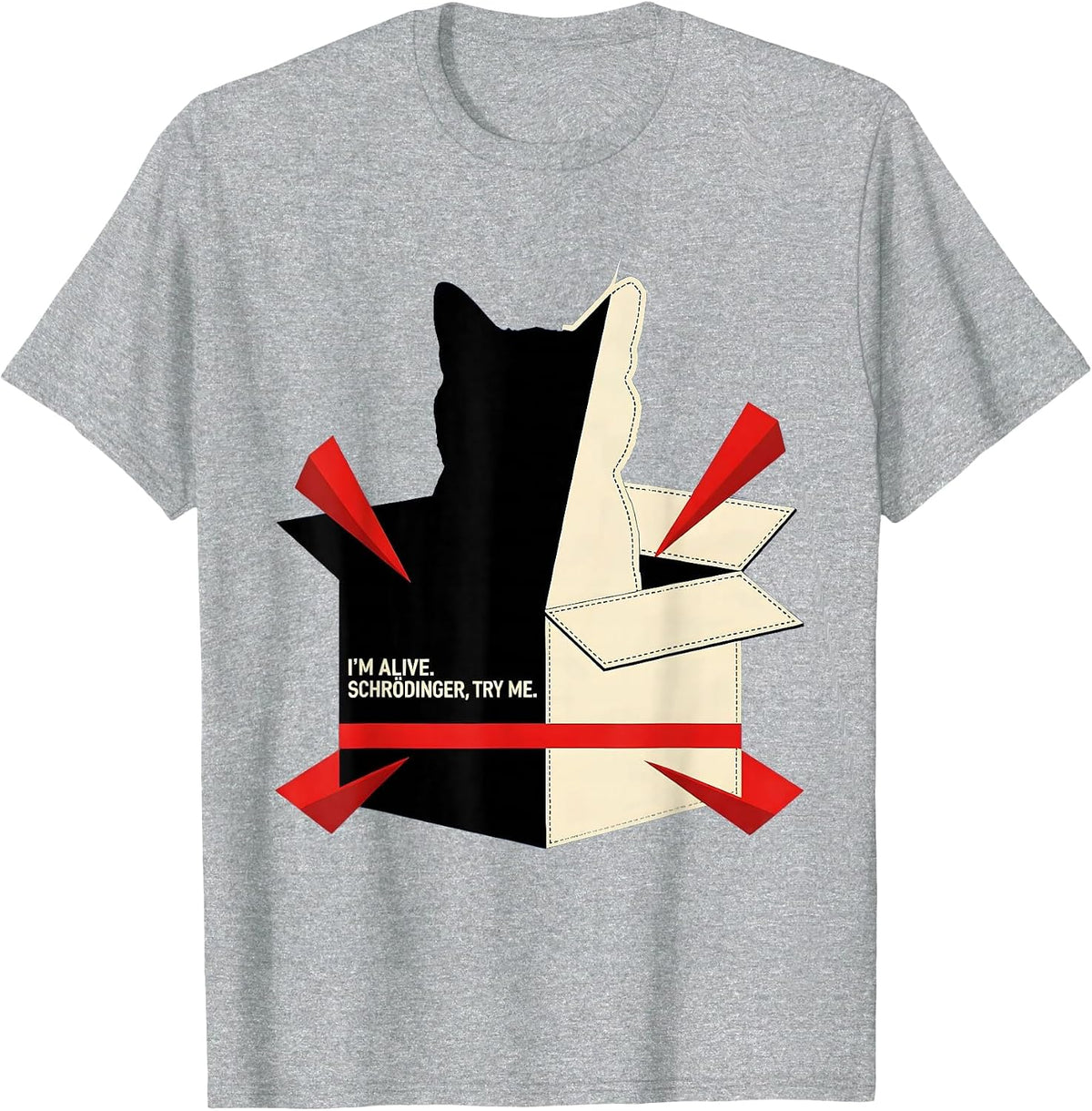 Men's I'm Alive Schrödinger Try Me Funny Physics Quantum Humor T-Shirt - Heather Grey