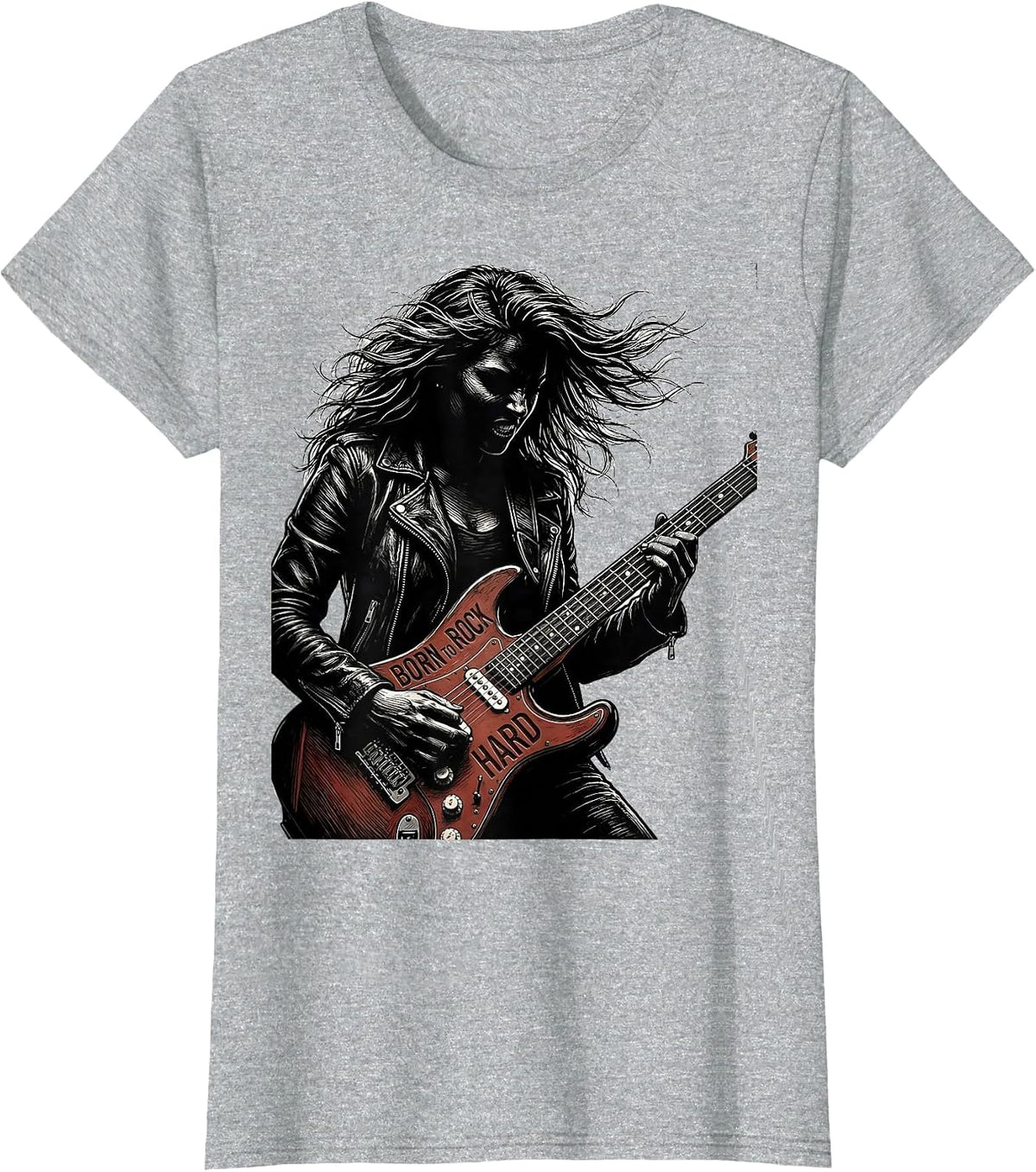 Born to Rock Hard Band Music Design T-Shirt - Heather Grey