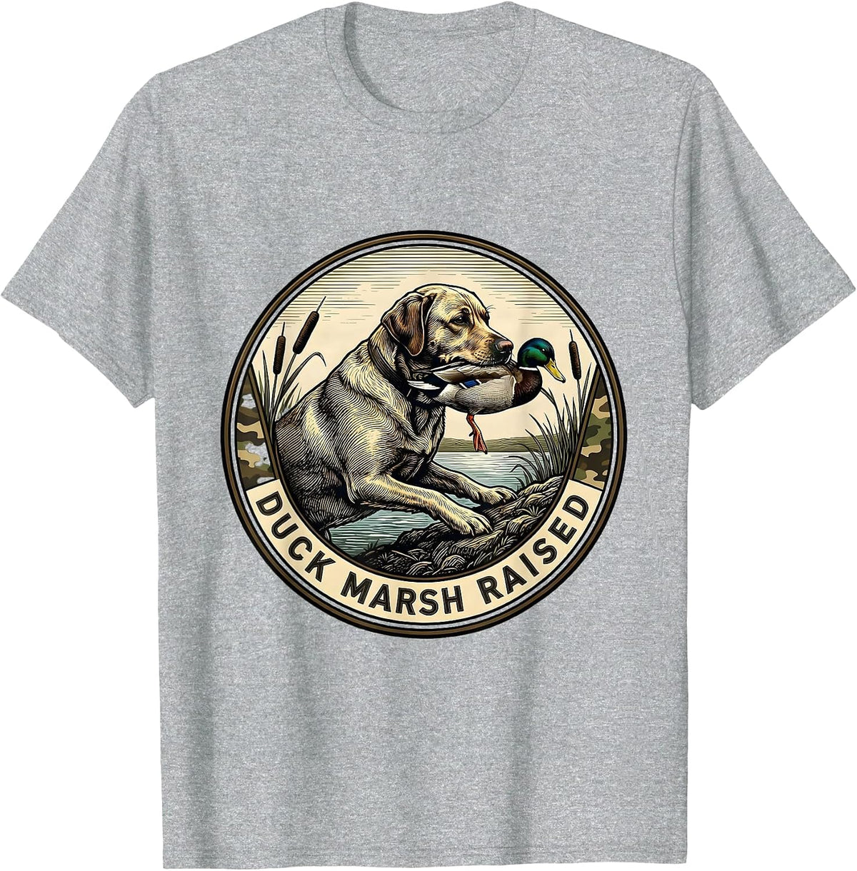 Men's Duck Marsh Raised Labrador Hunting Dog Waterfowl Youth T-Shirt - Heather Grey