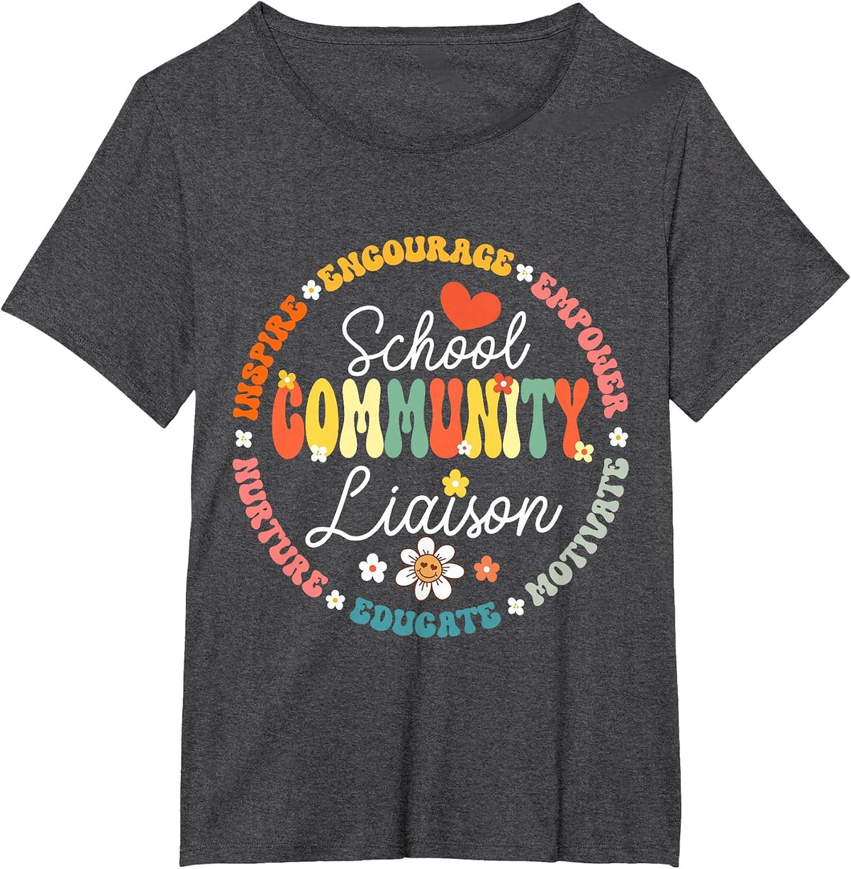 Groovy School Community Liaison Back to School Appreciation T-Shirt - Dark Heather Grey