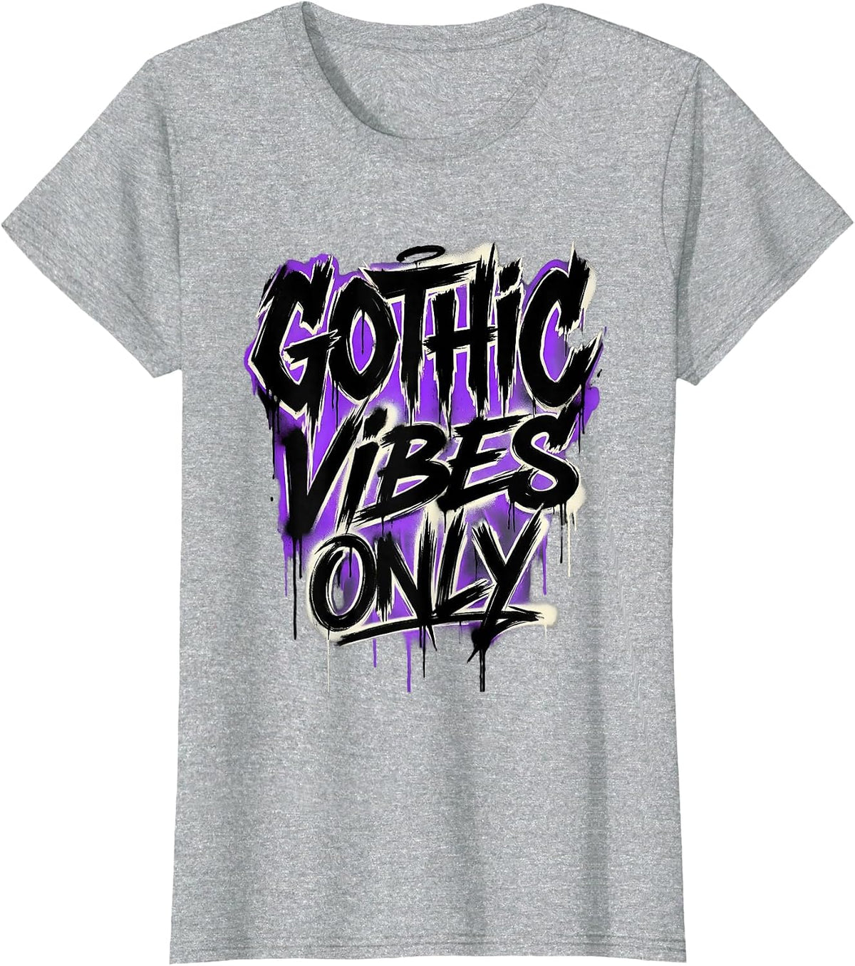Gothic Vibes Only Dark Aesthetic Design T-Shirt - Heather Grey