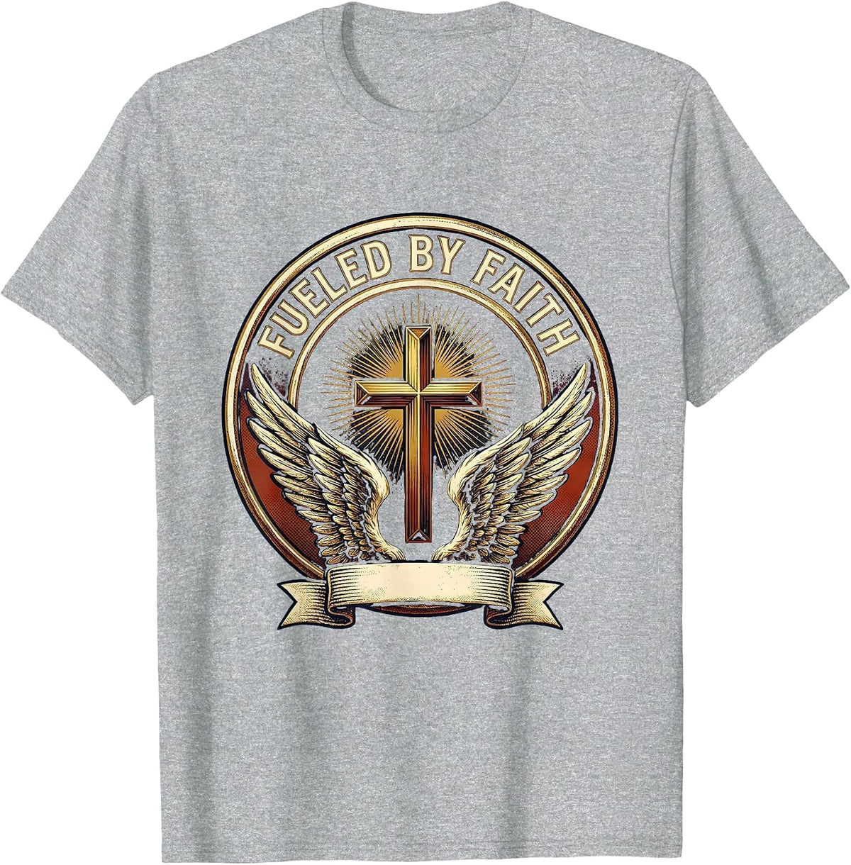 Men's Fueled By Faith Faith Over Fear Design T-Shirt - Heather Grey