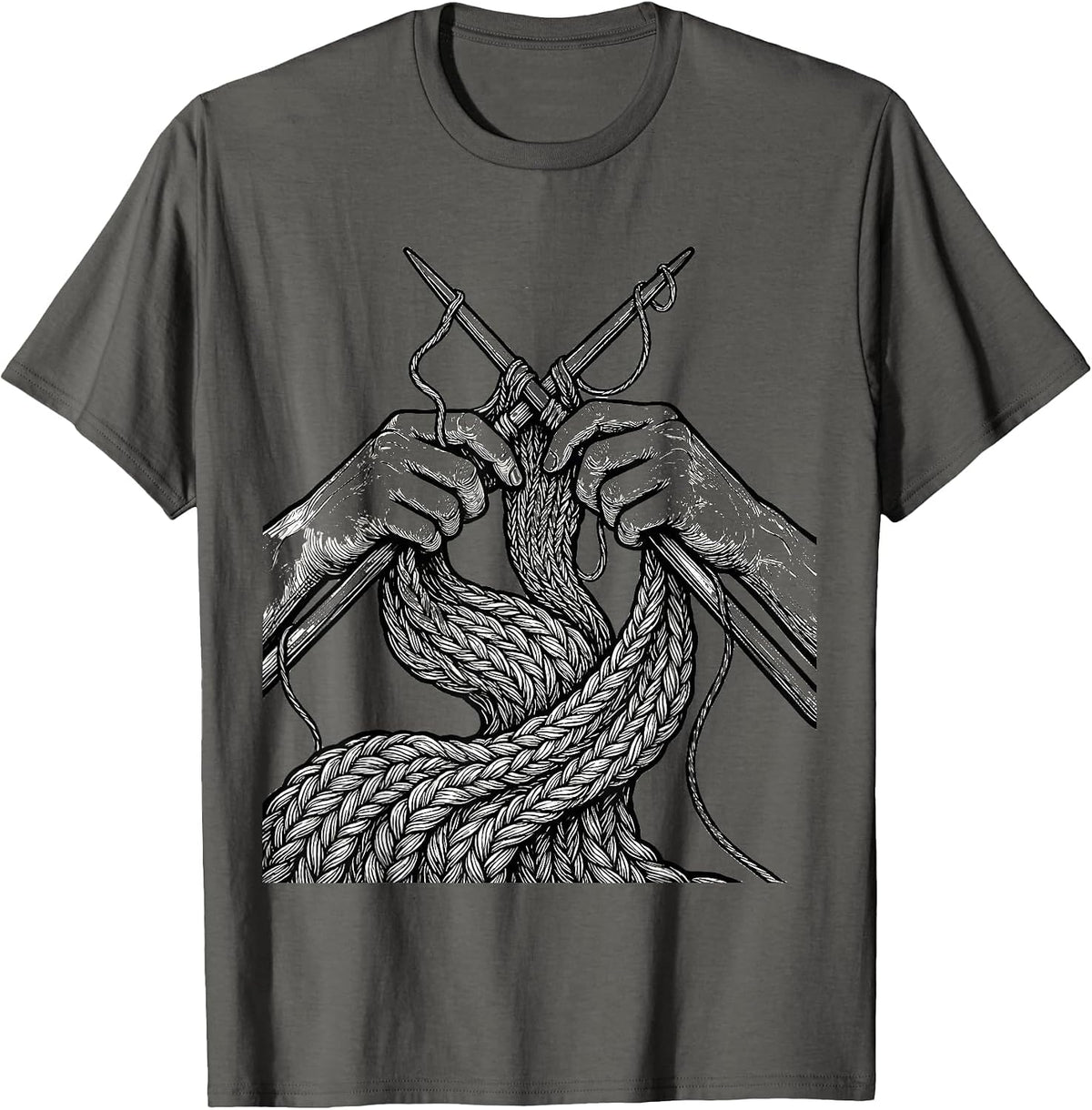 Occupational Therapy Knitting Oversized Needles Art T-Shirt - Asphalt Grey