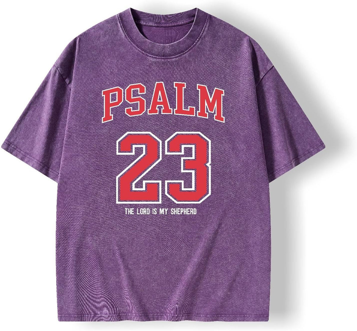 Graphic Tees Summer Women Men Cotton Novelty Oversized Crew Neck Psalm of Bible Christian Washed T-Shirt - Purple