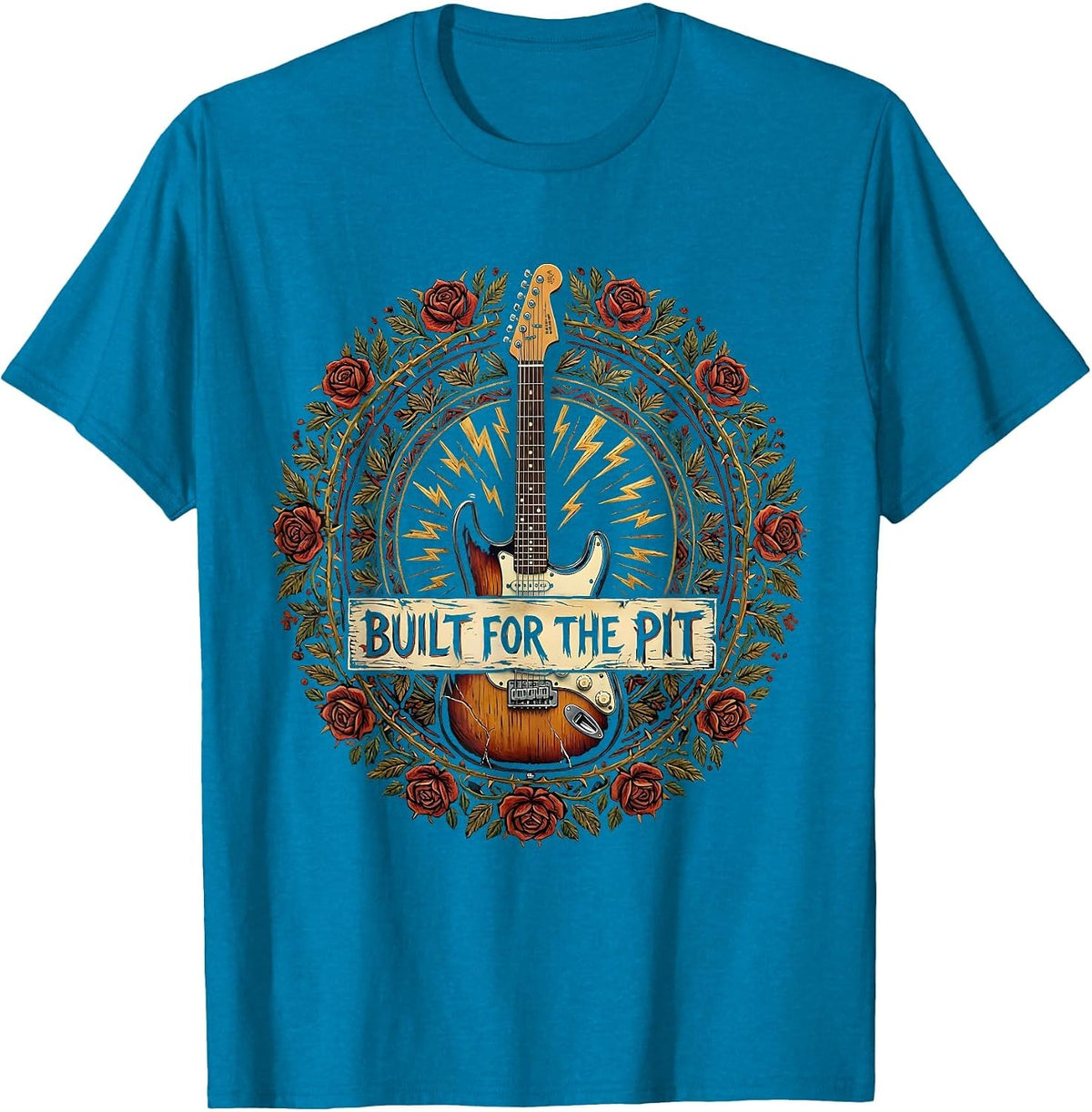 Built for the Pit Rock and Roll Graphic Design T-Shirt - Sapphire Blue