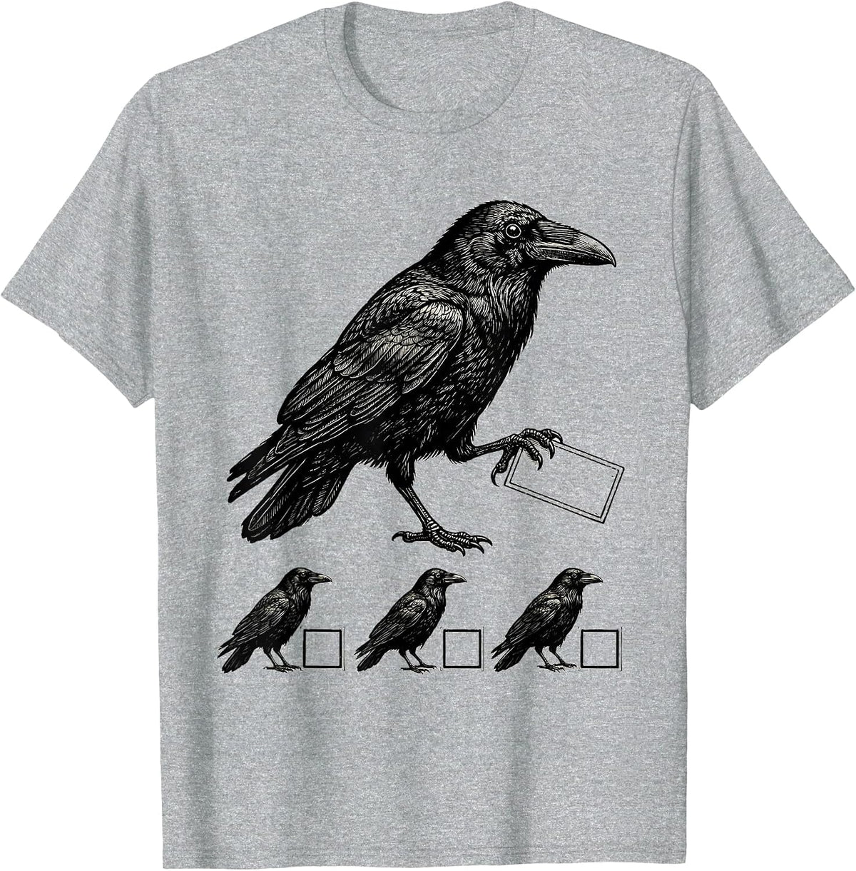 Men's Crow Silhouette Dark Humor Gothic Raven Bird Lover T-Shirt - Heather Grey