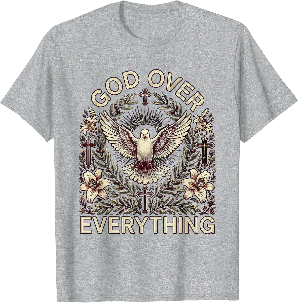 Men's Faith Over Fear God Over Everything Design T-Shirt - Heather Grey