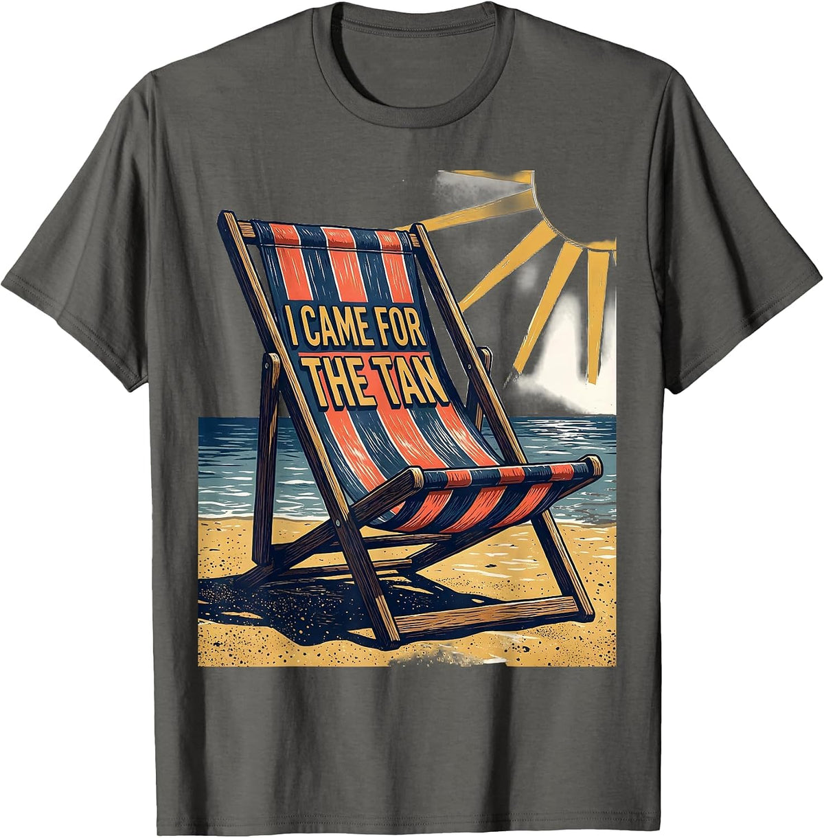 I Came For The Tan Funny Retro Beach Summer Vacation T-Shirt - Asphalt Grey