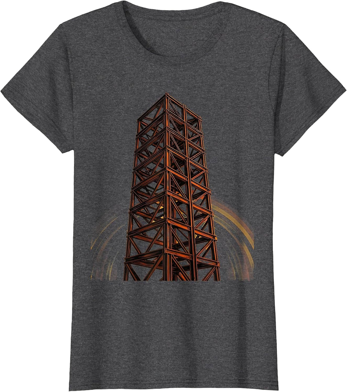 Labor Day Rising Skyscraper Steel Girder Illustration T-Shirt, Women, Dark Heather Grey, Medium - As Pictured