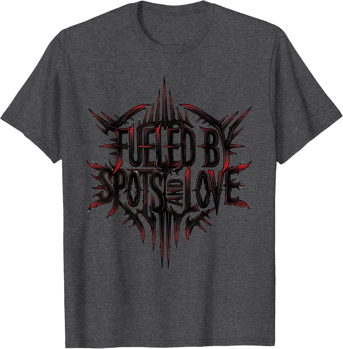 Men's Fueled by Spots and Love Dalmatian Design T-Shirt - Dark Heather Grey