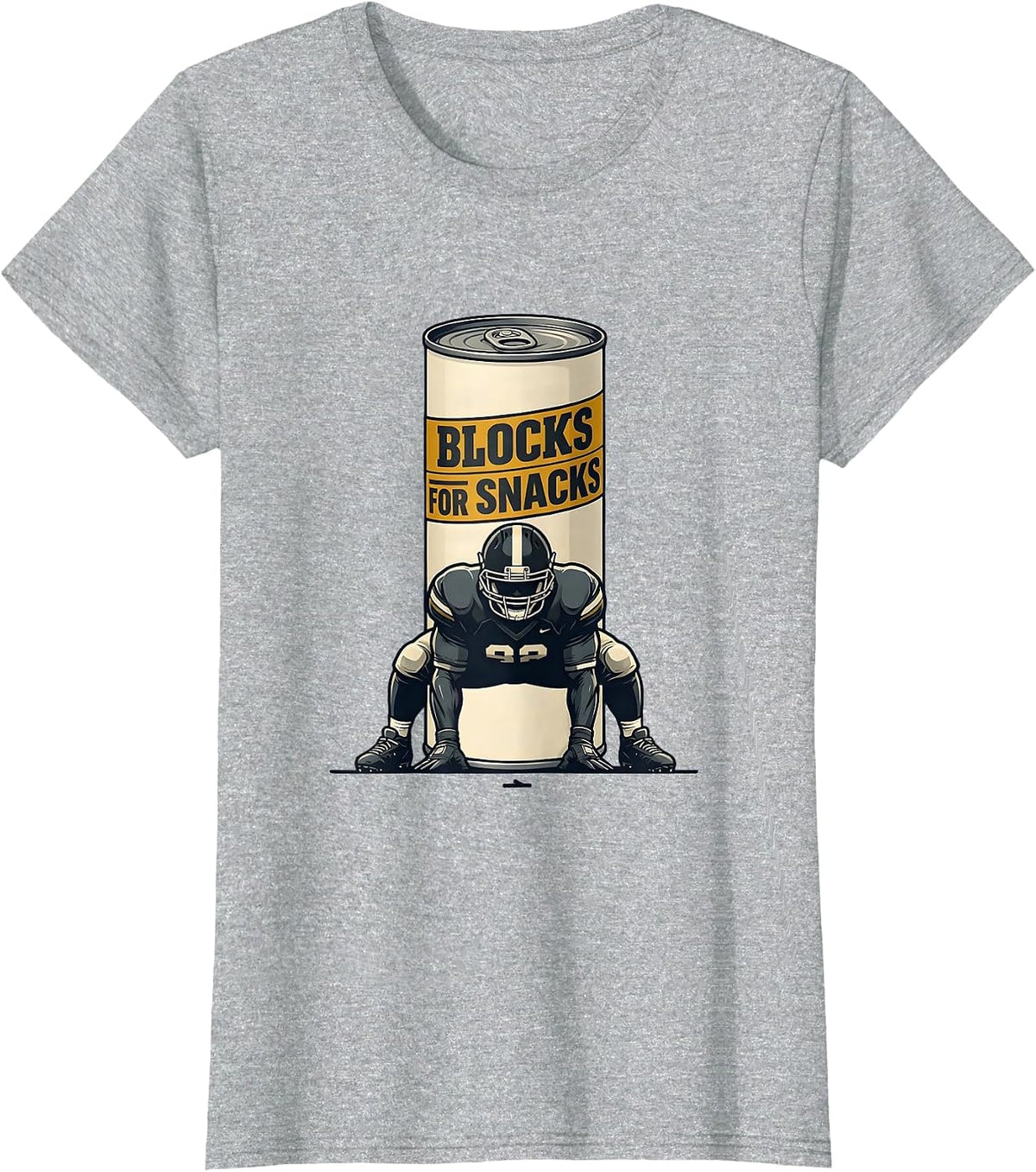 Women's Blocks For Snacks Funny Football Lineman Humor T-Shirt - Heather Grey