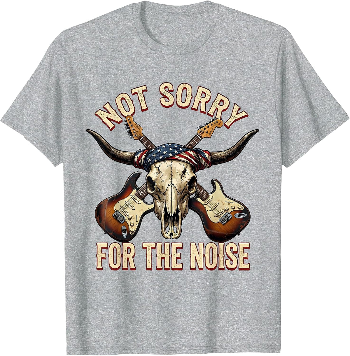 Men's Not Sorry For The Noise Death Metal Design T-Shirt - Heather Grey