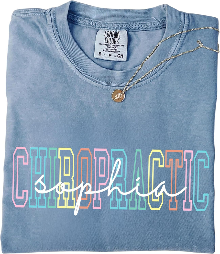 Personalized Chiropractic T-Shirt, Custom Name Chiropractor Workwear Tee, Comfortable Apparel for Spine Care Professionals,