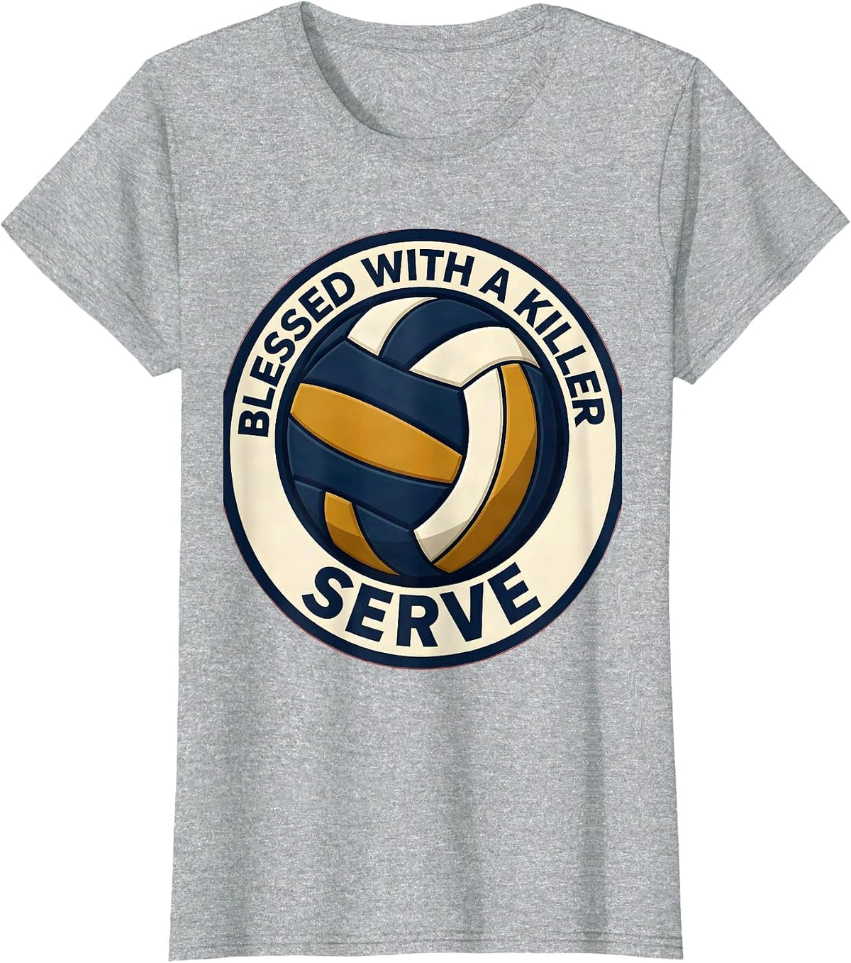 Blessed With a Killer Serve Volleyball Design T-Shirt - Heather Grey