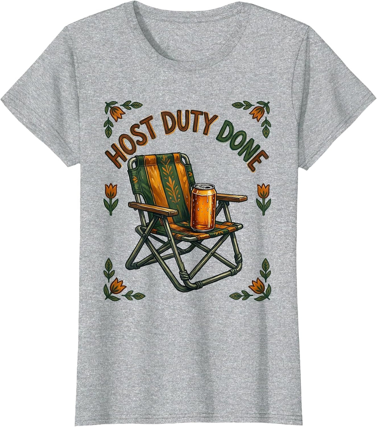 Host Duty Done Funny Folk Art Beer Lover Labor Day T-Shirt - Heather Grey