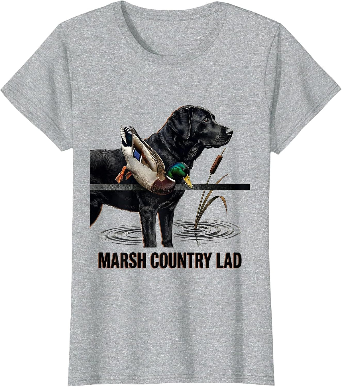 Marsh Country Lad Rustic Southern Hunting Labrador Duck T-Shirt - Heather Grey