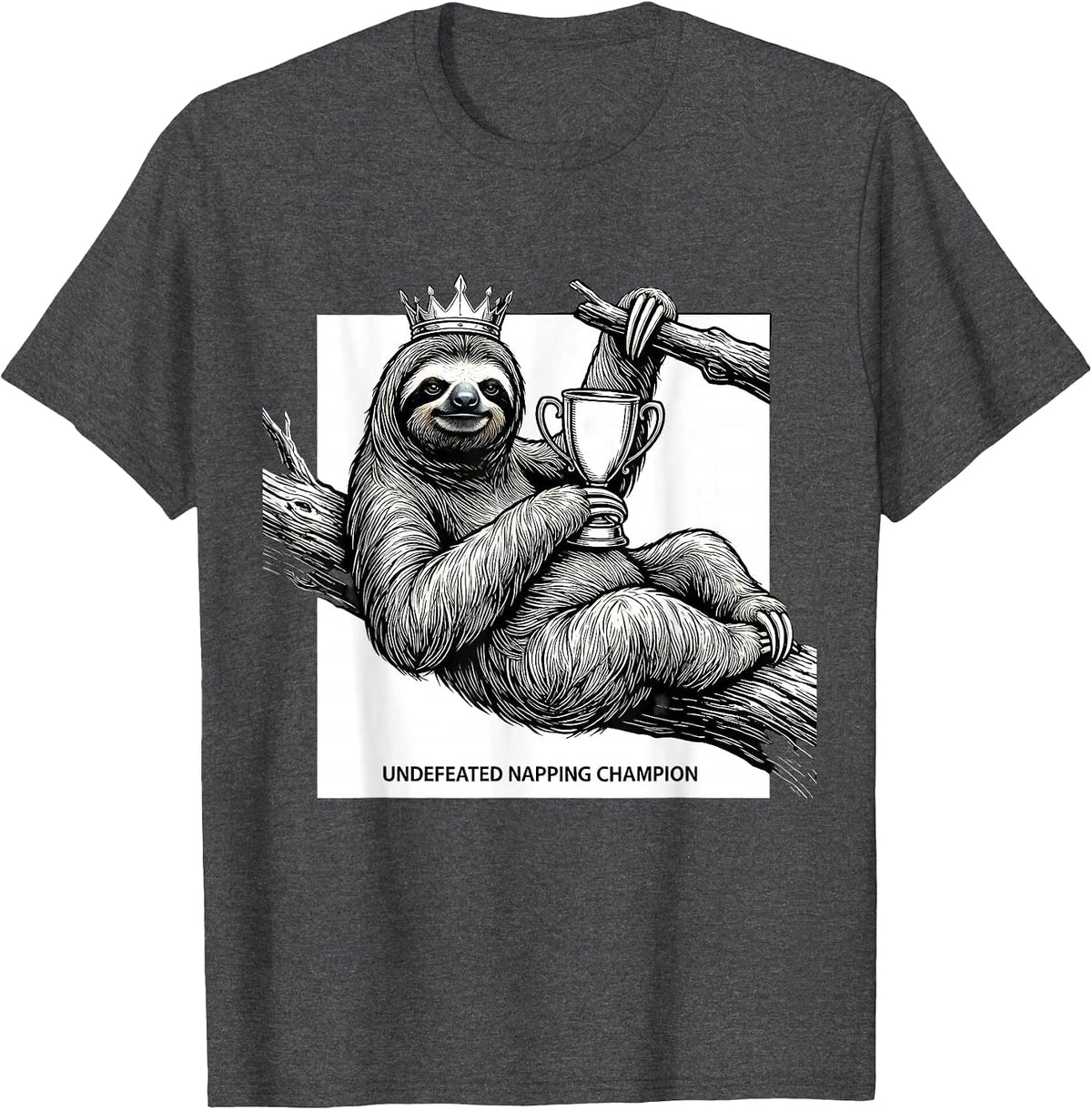 Men's Undefeated Napping Champion Funny Sloth Lover Novelty Humor T-Shirt - Dark Heather Grey