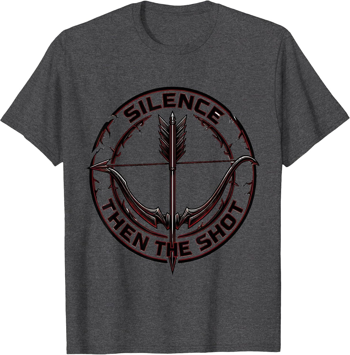 Men's Silence Then The Shot Hunting Graphic Design T-Shirt - Dark Heather Grey