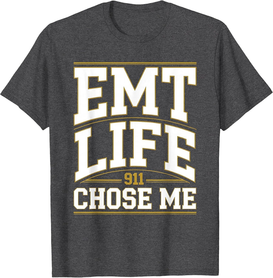 Men's EMT Life Chose Me Emergency Medical Design T-Shirt - Dark Heather Grey