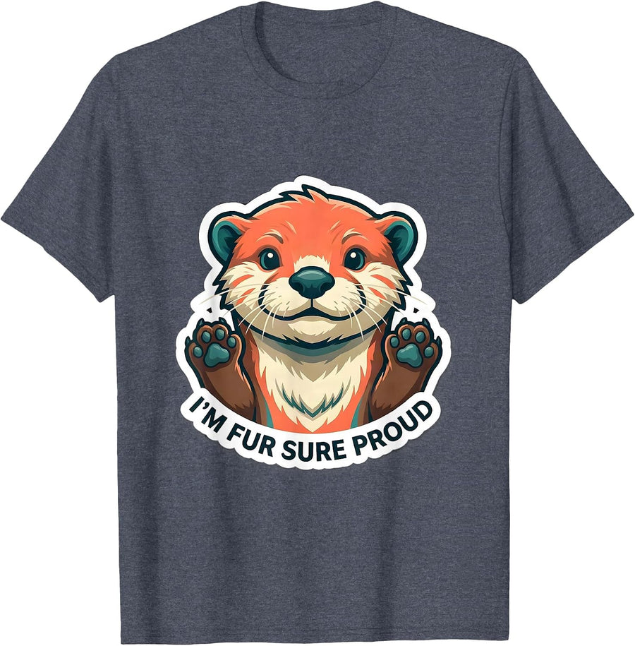 I'm Fur Sure Proud Furry Fandom Fursona Identity T-Shirt - Heather Blue