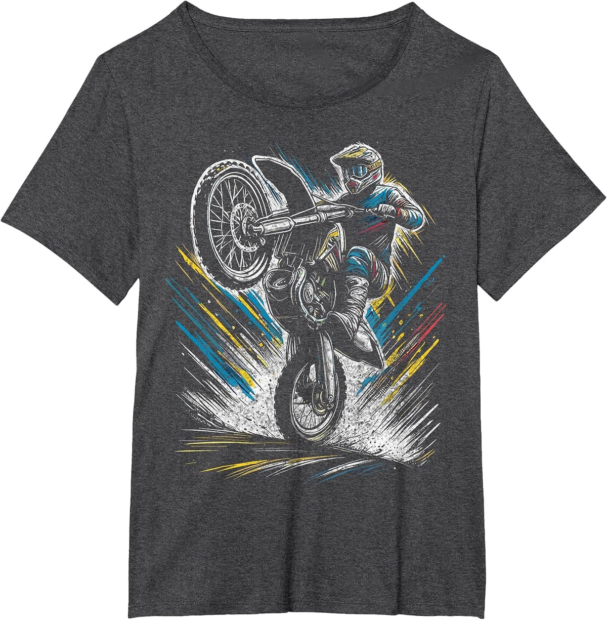 Dirt Bike Rider Motorcycle Retro Motocross T-Shirt - Dark Heather Grey