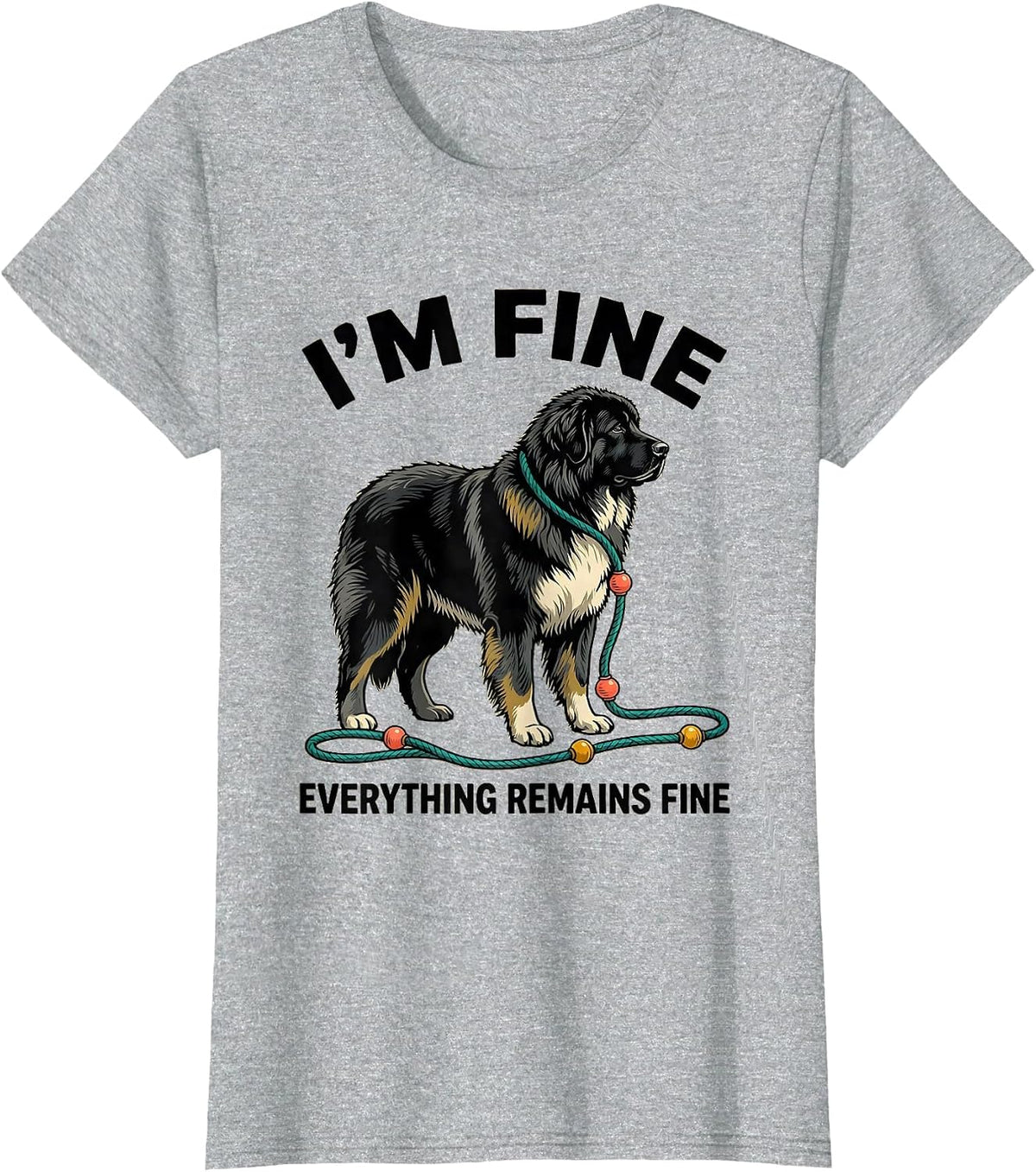 Women's I'm Fine Everything Remains Fine Great Pyrenees Christmas T-Shirt - Heather Grey