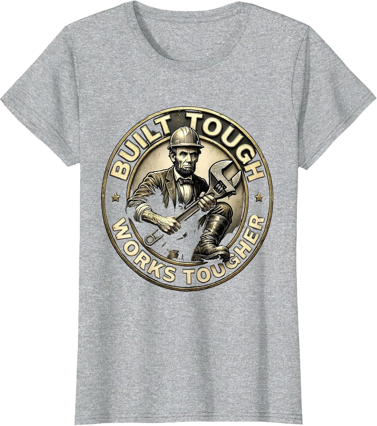 Built Tough Works Tougher Blue Collar Design T-Shirt - Heather Grey