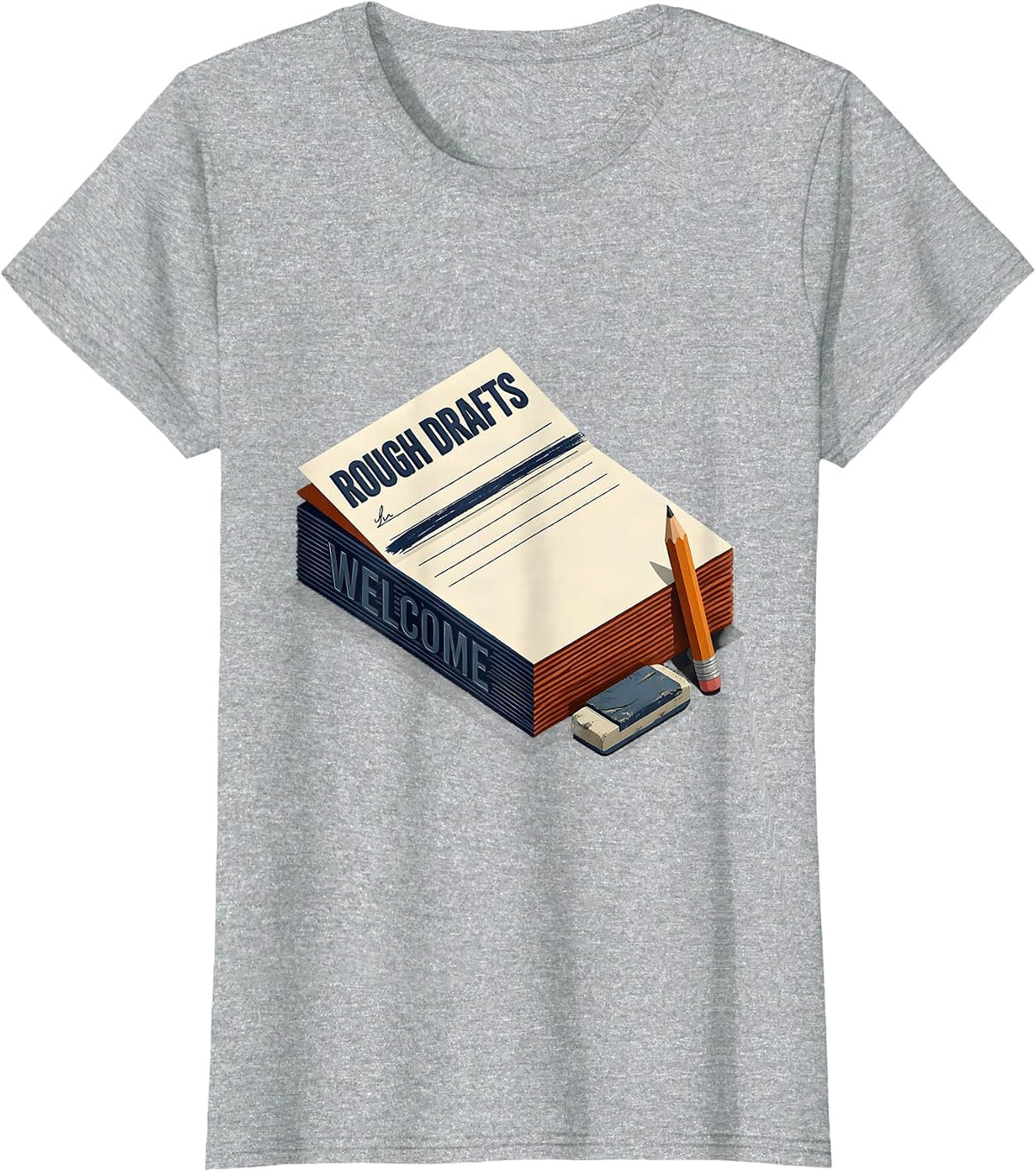 Rough Drafts Welcome Motivational Growth Mindset Teacher T-Shirt - Heather Grey