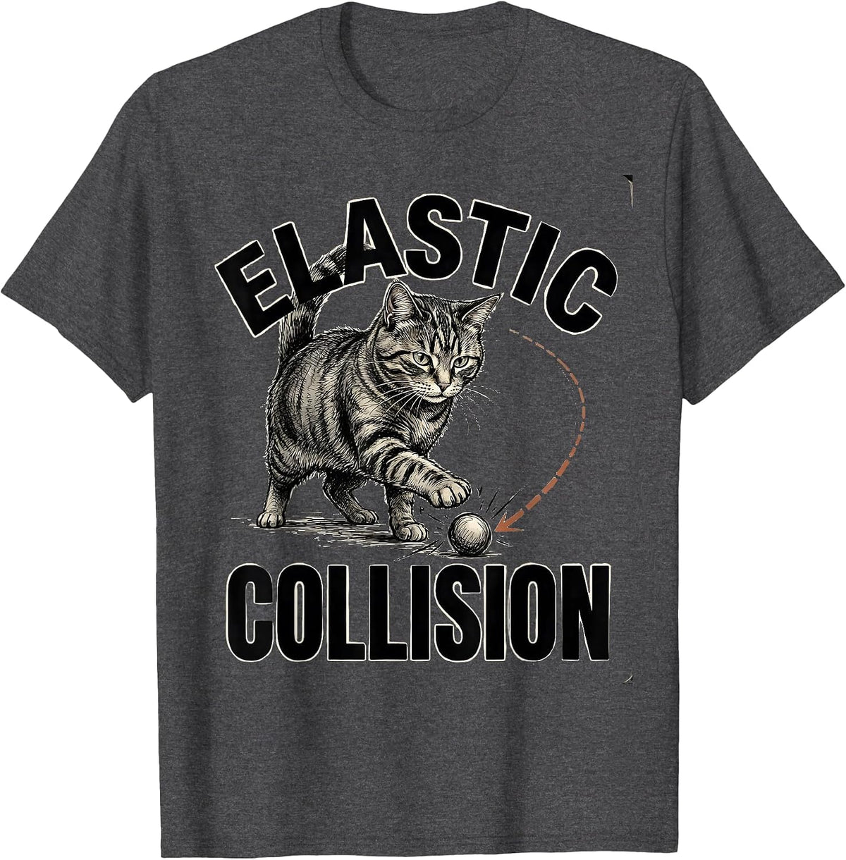 Men's Elastic Collision Funny Cat Physics Humor Design For Cat T-Shirt - Dark Heather Grey