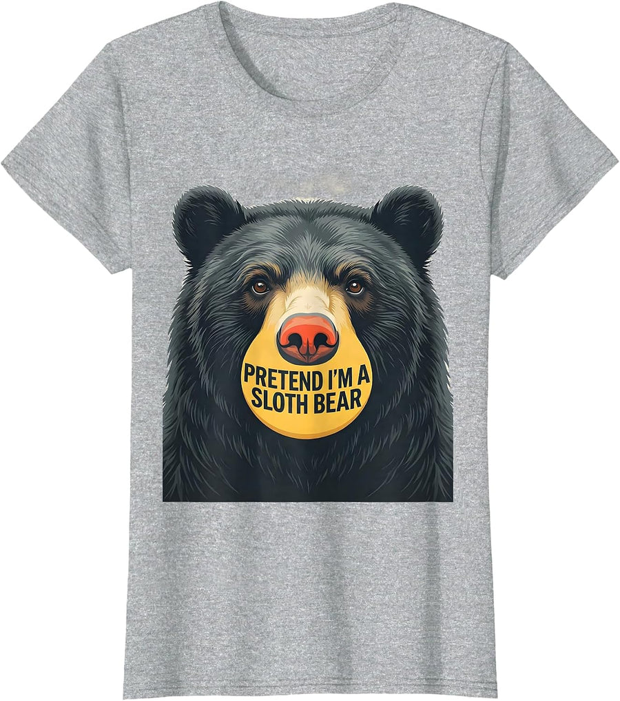 Pretend I'm A Sloth Bear Funny Halloween Bear Costume Party T-Shirt - Heather Grey