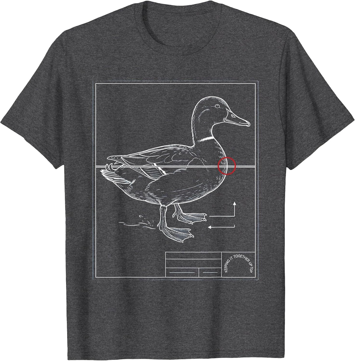 Men's Keeping It Together Up Top Funny Duck Pun Novelty Humor Gift T-Shirt - Dark Heather Grey