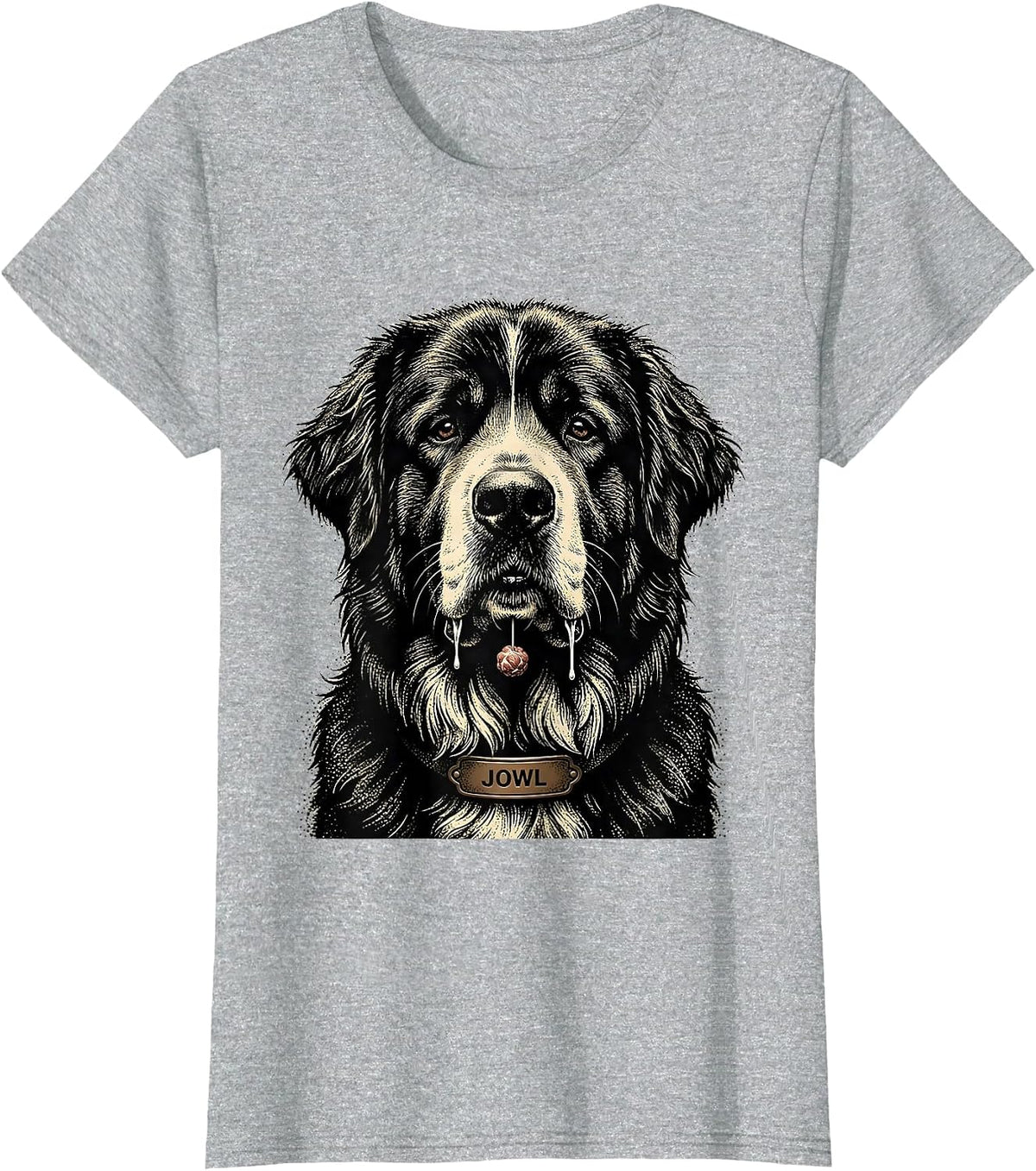 JOWL Funny Great Pyrenees Dog Mom Drooling Breed Humor T-Shirt - Heather Grey