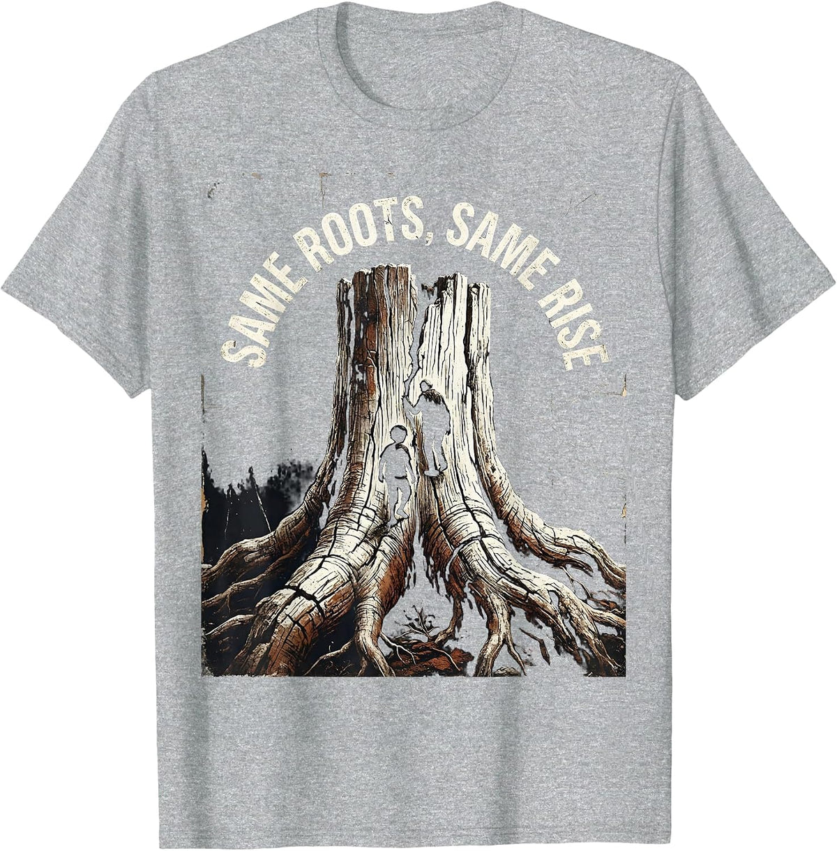 Men's Same Roots Same Rise Distressed Family Reunion Matching T-Shirt - Heather Grey